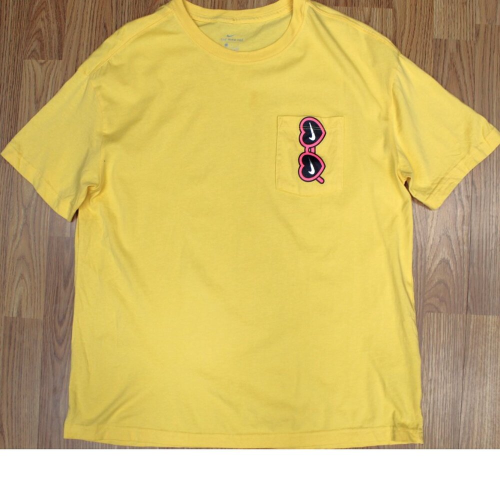 NIKE 100% COTTON T-SHIRT YELLOW, PINK & BLACK Sz LARGE, L